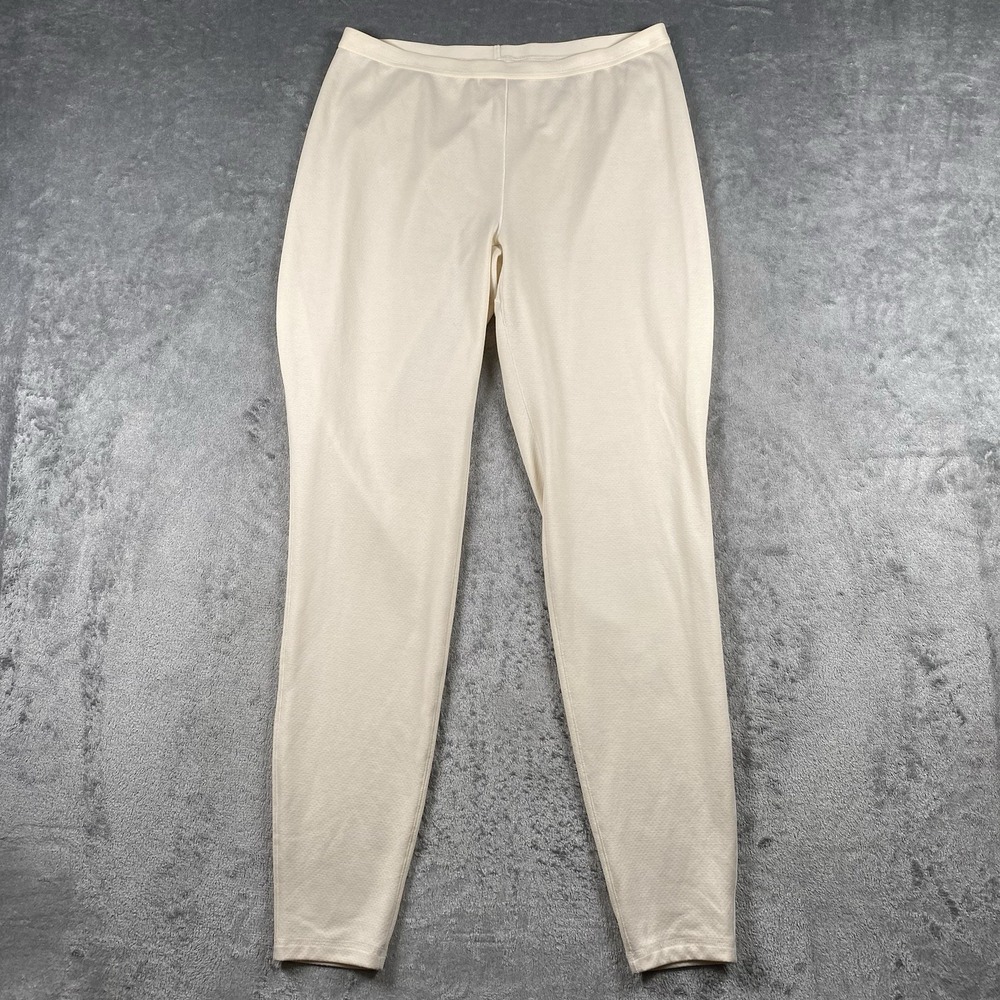Patagonia Pants‎ Womens Sz L Ivory Capilene 3 Midweight Leggings Base Layer Hike